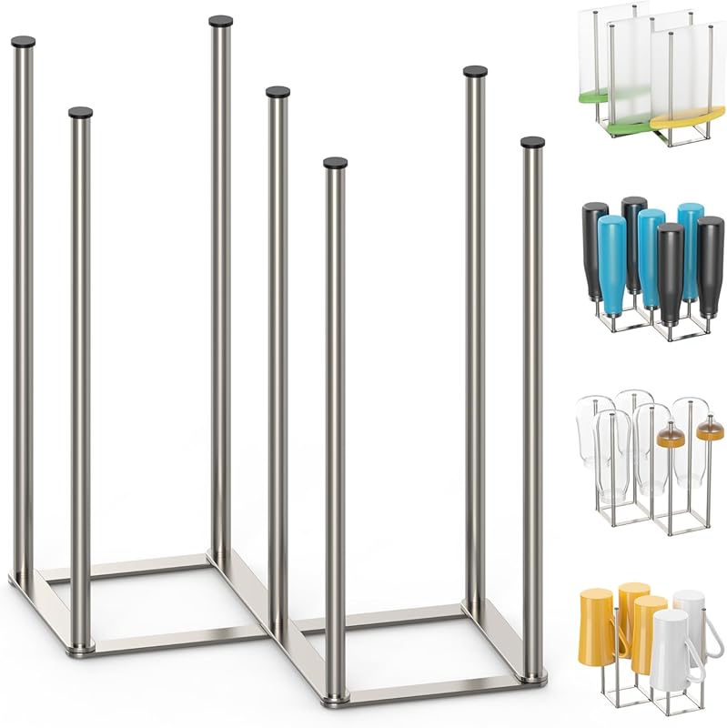 Foldable Stainless Steel Baby Bottle Drying Rack & Cup Holder with Non