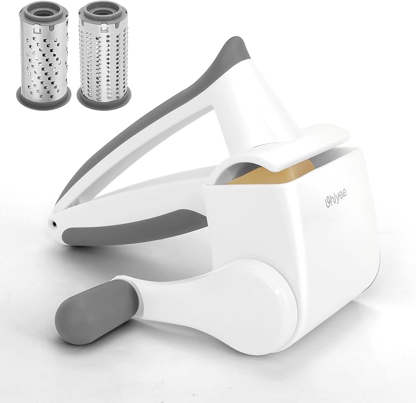 Patented Hand Crank Rotary Parmesan Cheese Grater with Fine & Coarse D