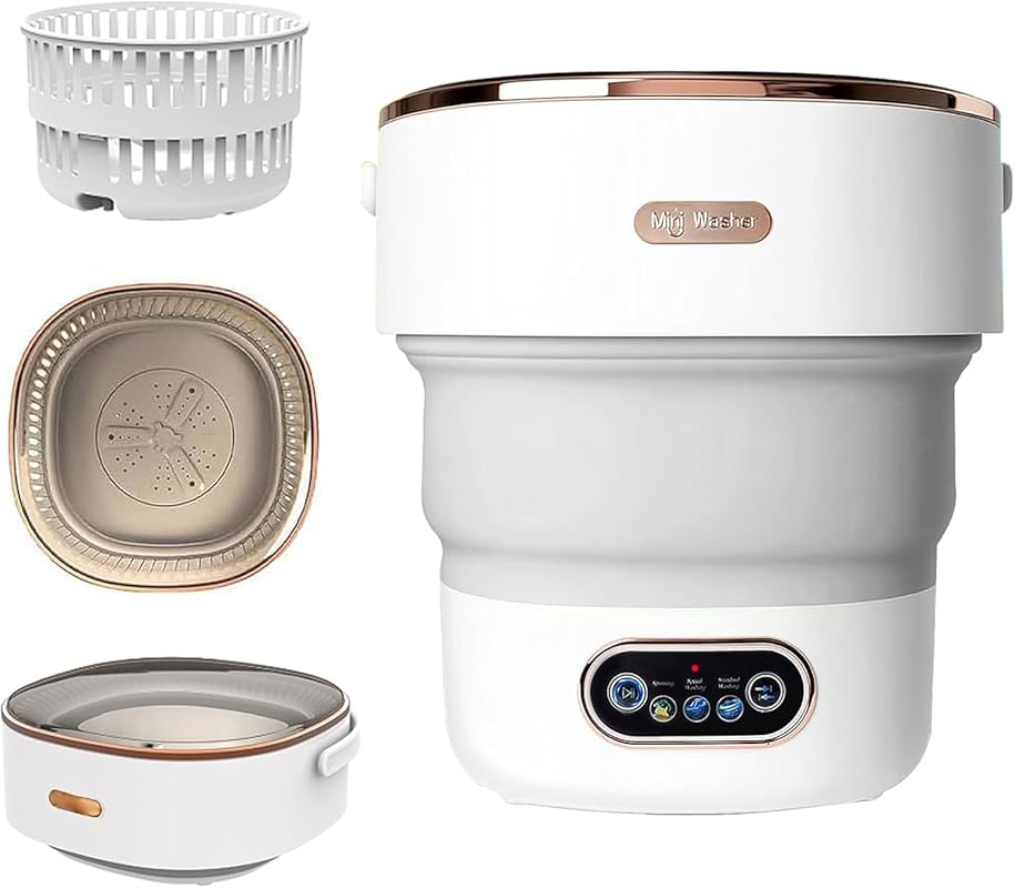15L Collapsible Mini Portable Washing Machine with 3 Modes, Drain Bask