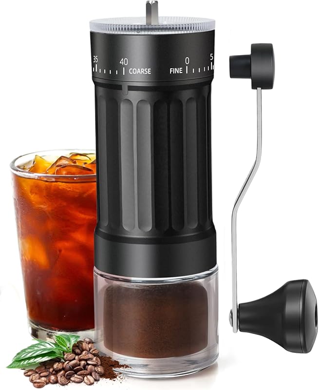 Manual Coffee Grinder with Ceramic Burr - 40 Adjustable Settings, Port