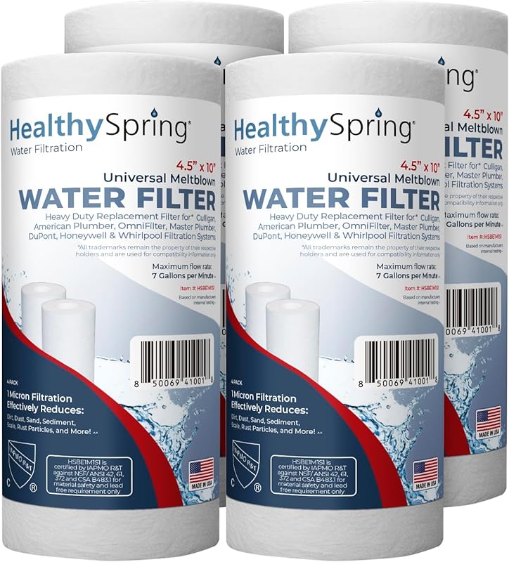 1 Micron 10x4.5 Whole House Well Water Filter Replacement Cartridge, M