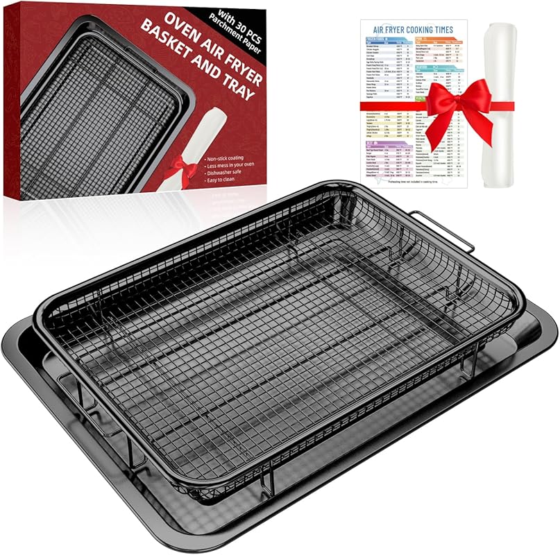DEGOVIN Black Non-stick Stainless Steel Air Fry Basket & Tray, 15.8