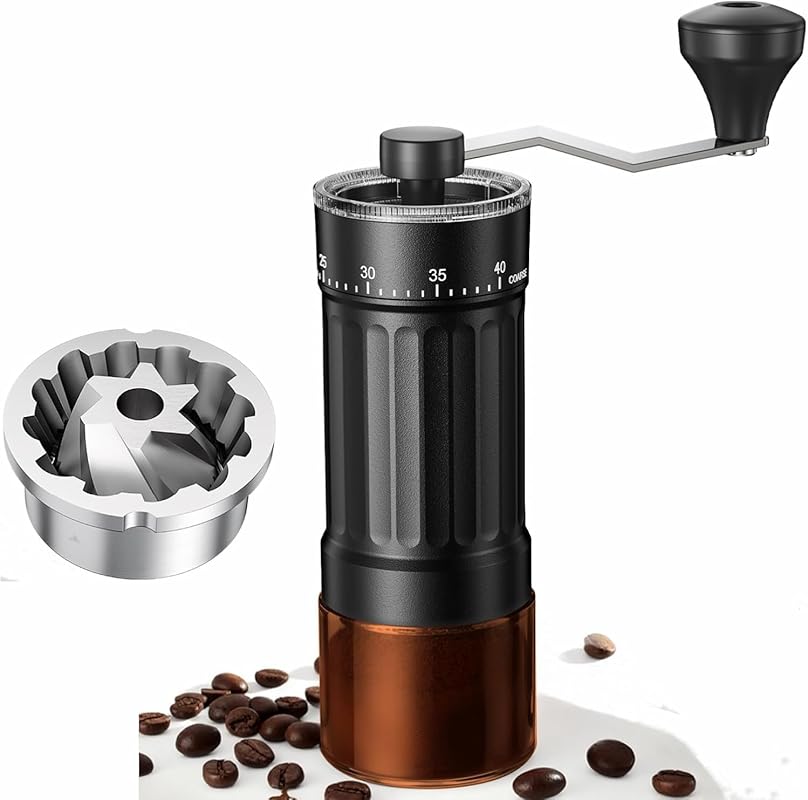 Portable Manual Coffee Grinder: CNC Stainless Steel Conical Burr, 40 A
