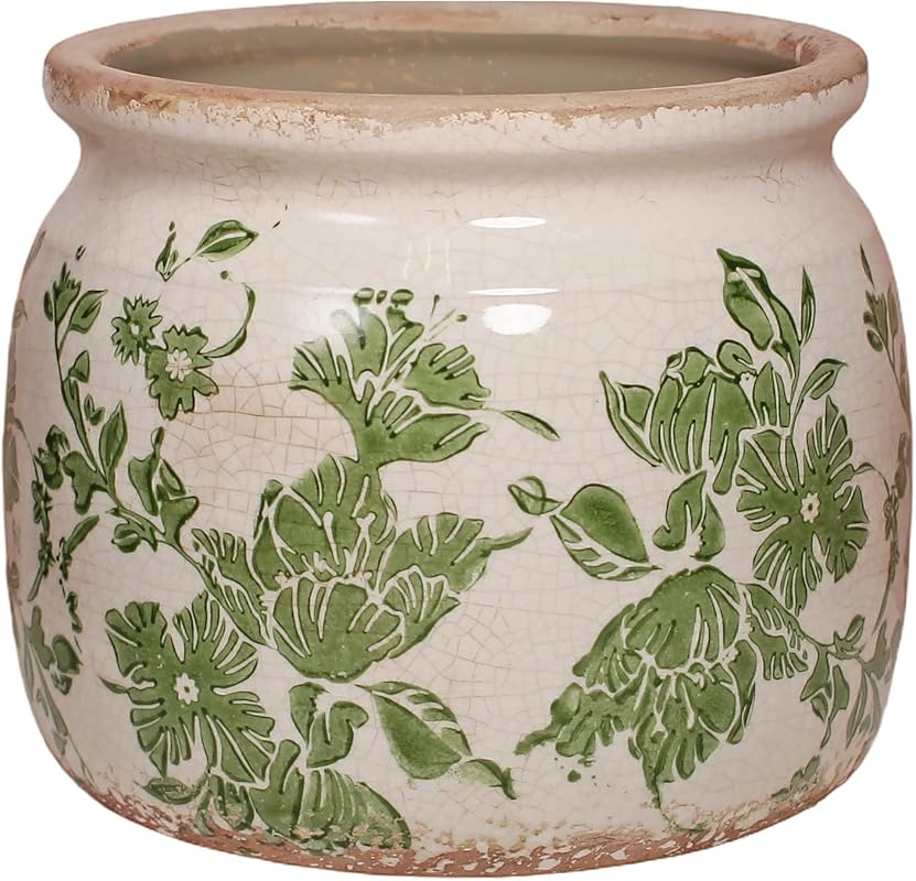 Tuscan 6.29'' Rustic Green Ceramic Indoor Plant Pot with Drainage for 