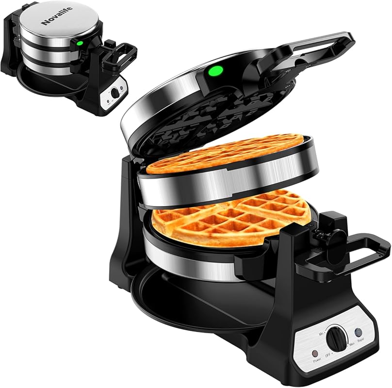 1400W Double Flip Belgian Waffle Maker, Rotating Nonstick Plates, Adju
