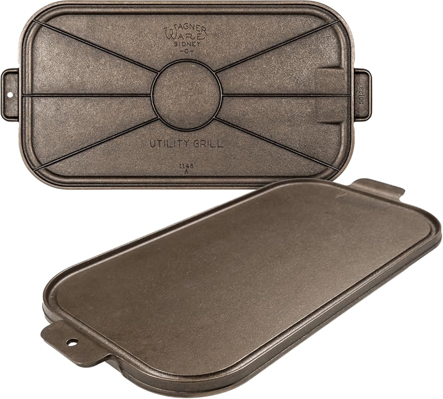 Wagner 1950 Vintage Cast Iron Double Burner Griddle – Pre-Seasoned, Na
