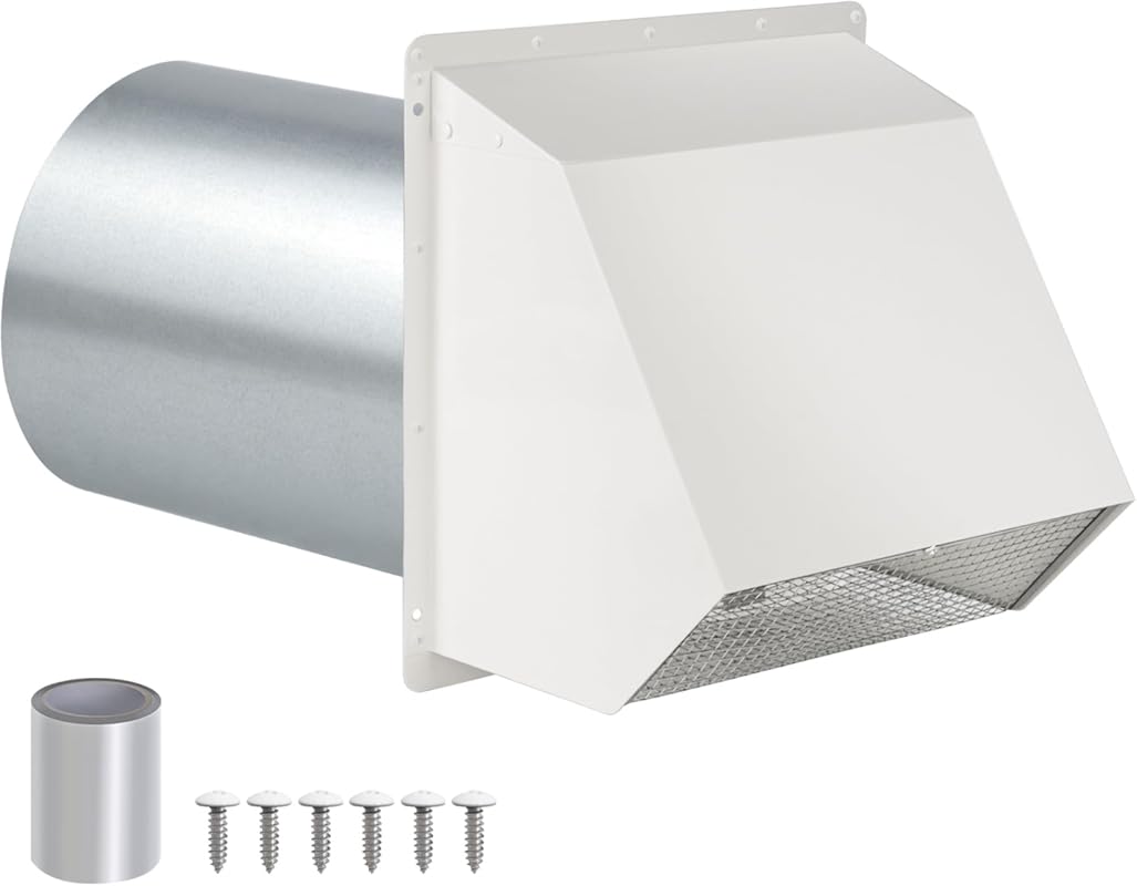 Hooded 4 Inch Galvanized Steel Dryer Vent Cover with Screen & Damper f