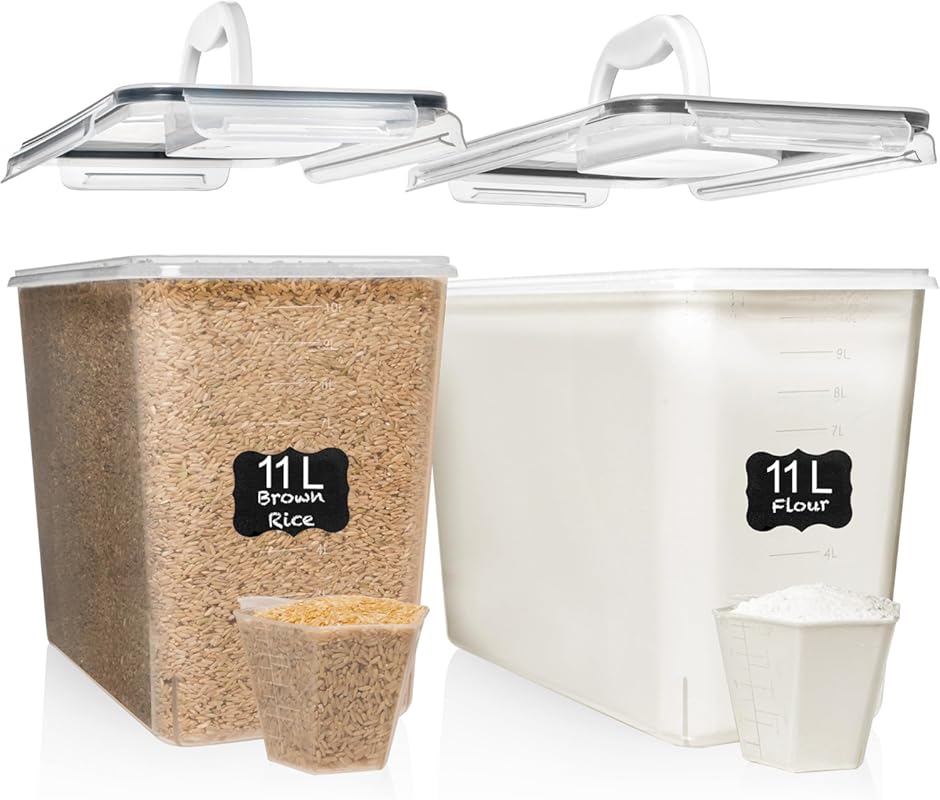 Shazo 2 PC Extra Large Airtight Flour Sugar Storage Containers with Ea