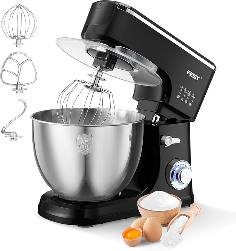 Powerful 1500W 8.45QT Stand Mixer, 6-Speed Electric Dough Mixer with W