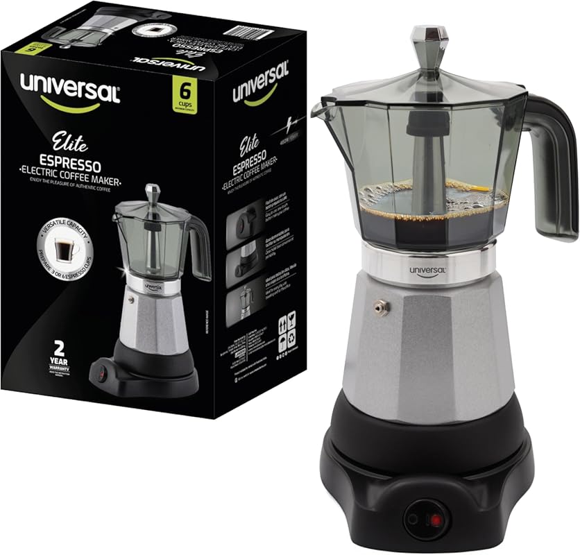 Electric 6-Cup Cuban Moka Pot Coffee Maker, 480W for Easy Espresso Bre