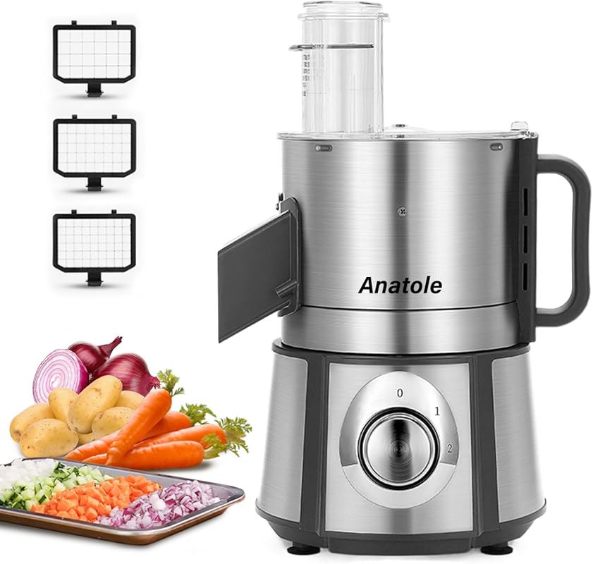 Anatole Electric Commercial Food Processor, 16-Cup Stainless Steel Veg