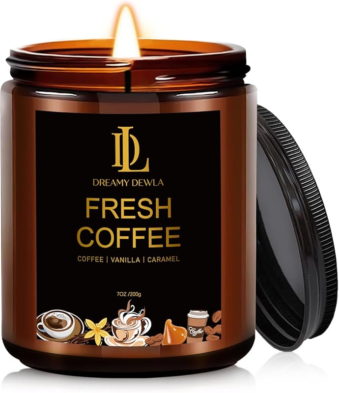 Fresh Coffee Scented Natural Soy Candles for Home, Long Lasting, 50 Ho