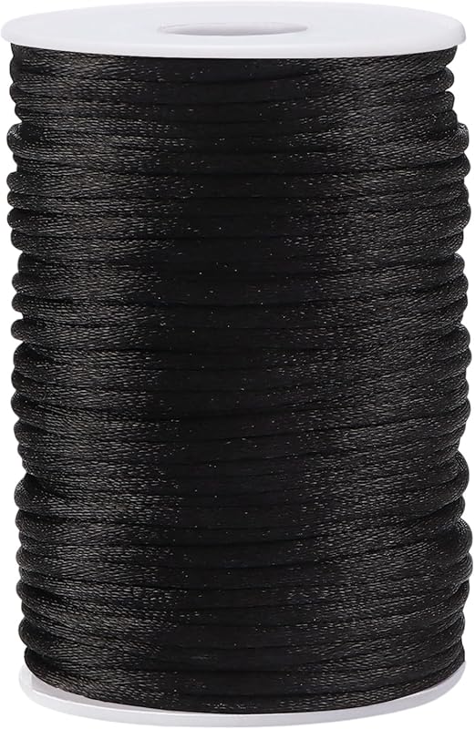 3MM Black Nylon Cord, 55 Yards, Braided Satin String for Jewelry Makin
