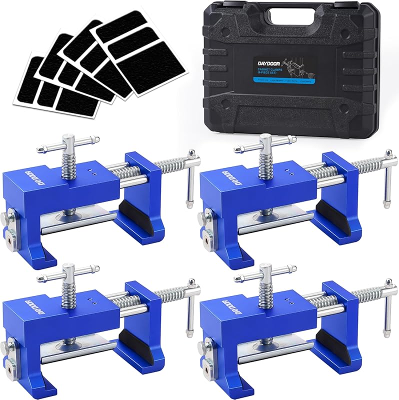 DAYDOOR Professional Cabinet Clamps 4 Pack, Heavy-Duty Cast Steel, Dri