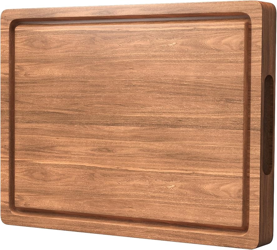 Acacia Wood Cutting Board 17x12 Inch Reversible, Butcher Block with De