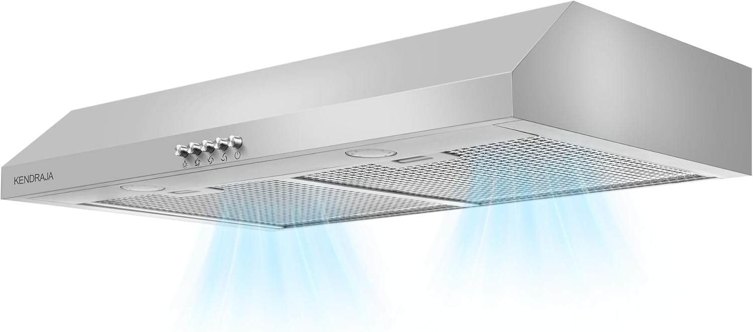 30-Inch Under Cabinet Range Hood, 550 CFM Ducted/Ductless with 3-Speed