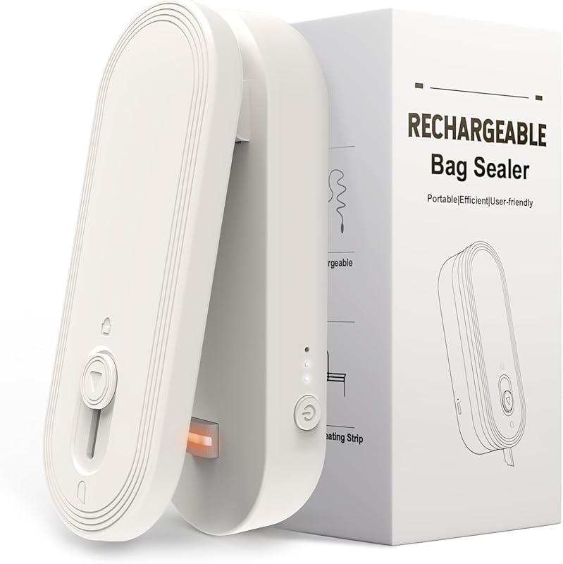 Rechargeable Mini Bag Sealer with Cutter, 3 Heat Modes, Magnetic Desig