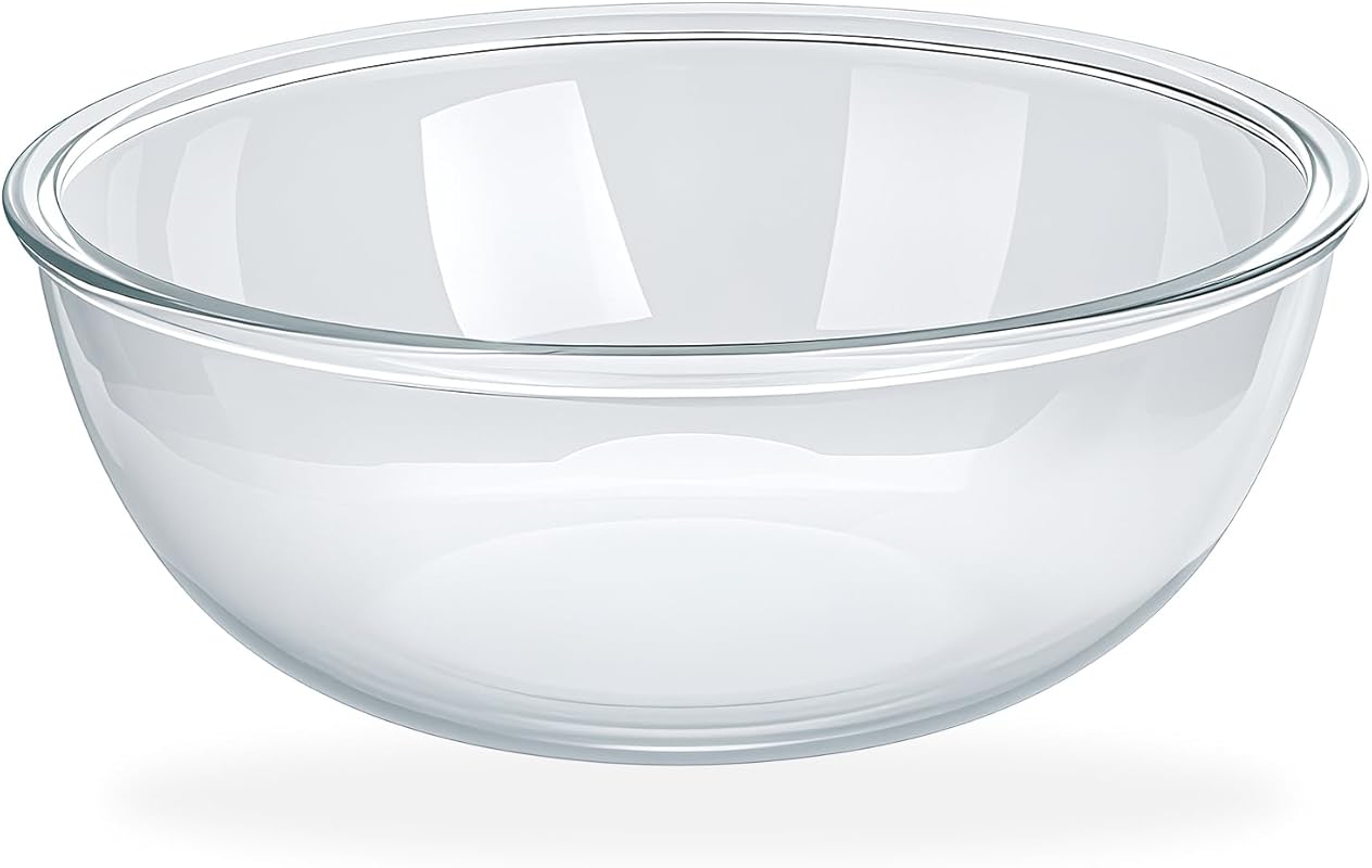 Large 6.3 Qt Clear Glass Mixing Bowl for Sourdough, Salad, Prepping & 