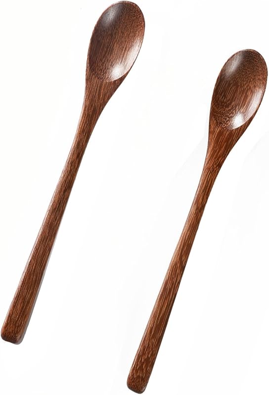 2-Pack 7.8-Inch Padauk Wooden Spoons with Long Handle for Honey, Coffe
