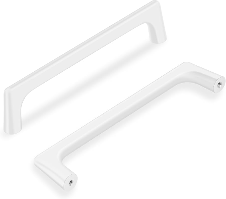 Lardmon 10 Pack Matte White Modern Cabinet Pulls, 5 Inch (128mm) Hole 