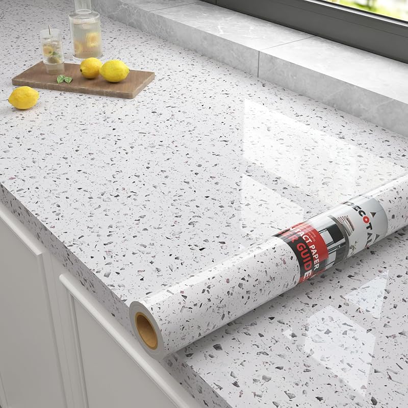 Decotalk 30"x120" White Glossy Marble Granite Contact Paper – Waterpro