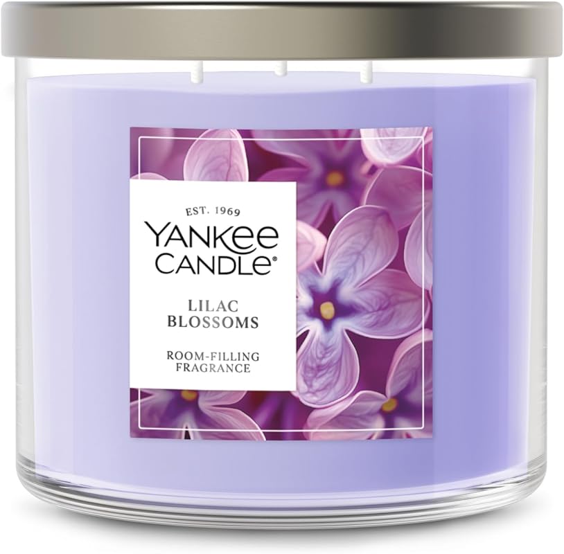 Yankee Candle Lilac Blossoms Scented Candle, 14.5oz 3-Wick Jar with Up