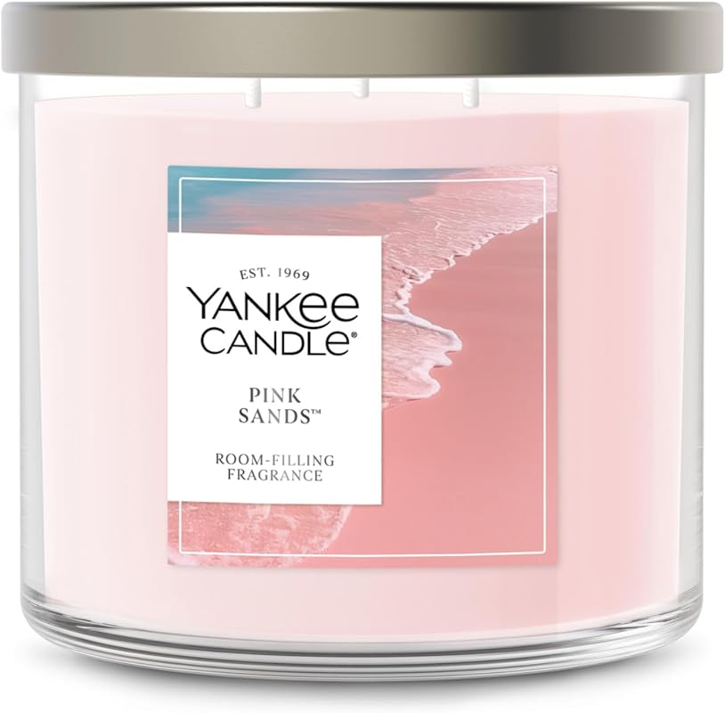 Yankee Candle Pink Sands Scented Candle, 14.5oz 3-Wick Jar with Up to