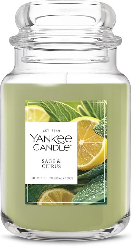 Yankee Candle Sage & Citrus Scented Jar Candle, 22oz Large, Long-Lasti