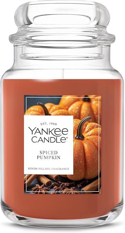 Yankee Candle Spiced Pumpkin Fall Scented Candle, 22oz Large Jar, Up t