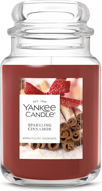 Yankee Candle Sparkling Cinnamon Large Jar, Christmas Scented Candle w