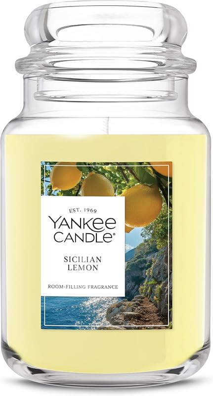 Yankee Candle Sicilian Lemon Scented Jar Candle, 22oz Large, 150 Hour 
