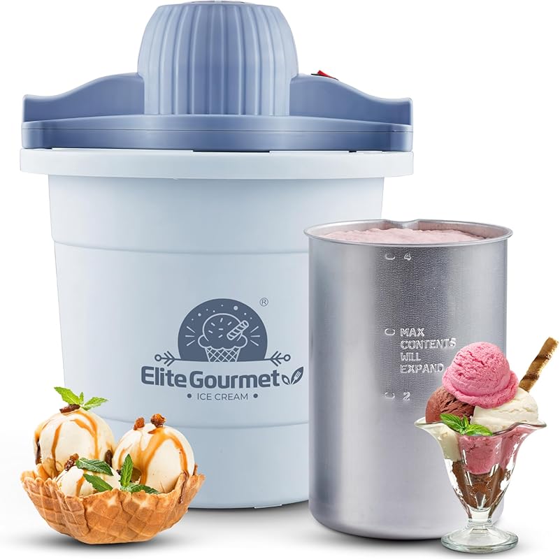 Elite Gourmet EIM350 4-Quart Electric Ice Cream Maker, Periwinkle Plas