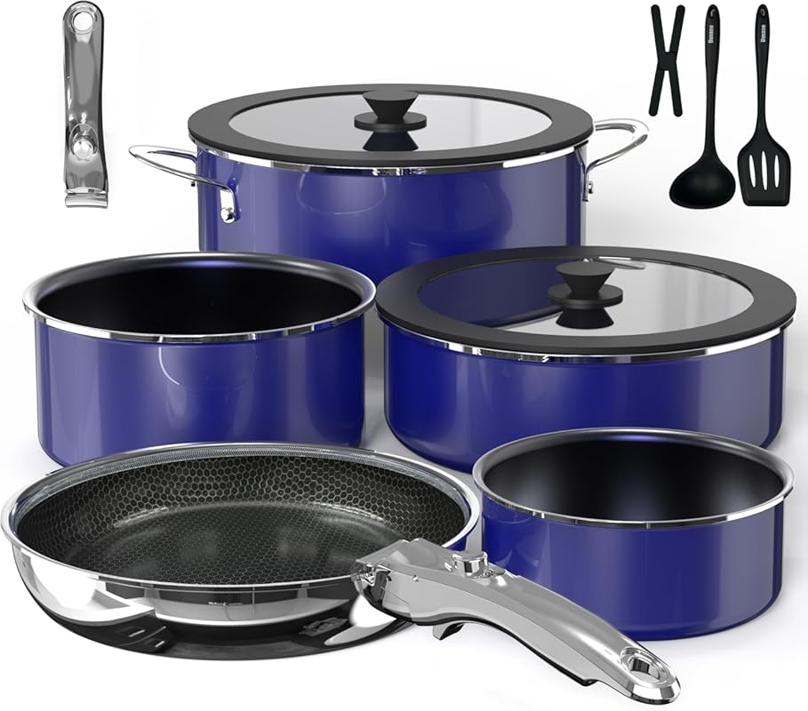 Pro DUXANO 12PC Nonstick Pots & Pans Set, Hybrid 3-Ply Stainless Steel