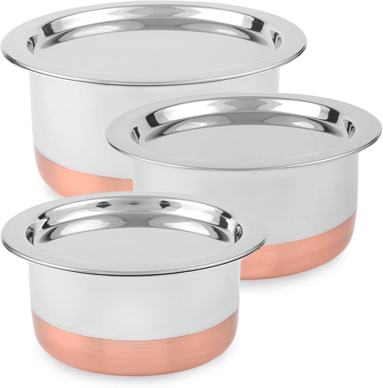 CRAFTONE 3-Piece Stainless Steel Copper Bottom Tope Set with Lids, Gas