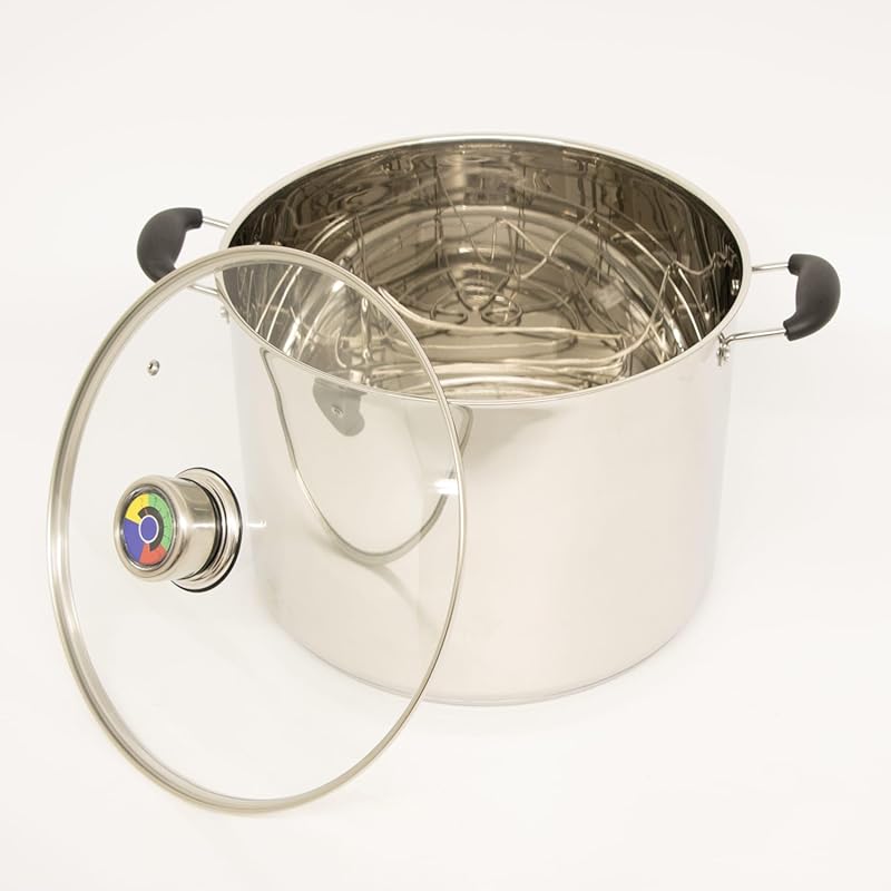 Lehman's 21.5-Quart Stainless Steel Water Bath Canner with Pressure Ga