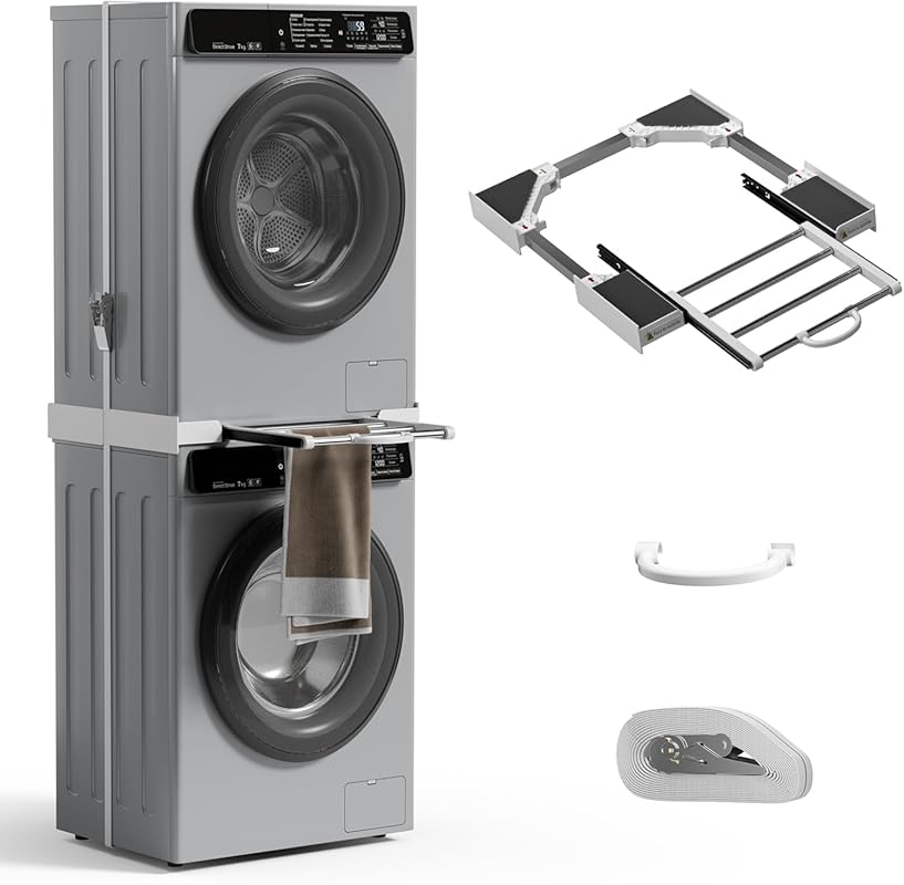 Universal Washer Dryer Stacking Kit with Pull-out Drying Rack, Adjusta