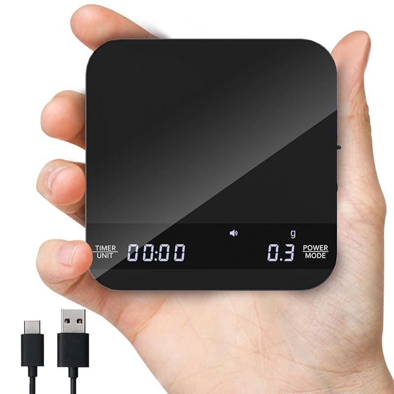 Mini Rechargeable Coffee Scale with Auto Timer (2kg/0.1g) for Espresso