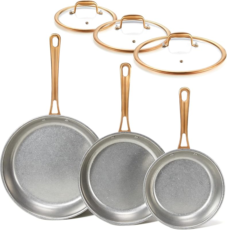 KOKHUB Tri-Ply Stainless Steel Frying Pan Set (8
