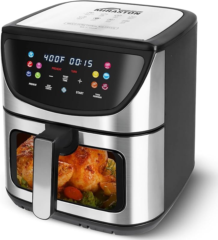 8.5QT Air Fryer with View Window, Multifunctional 10-in-1 Smart Digita
