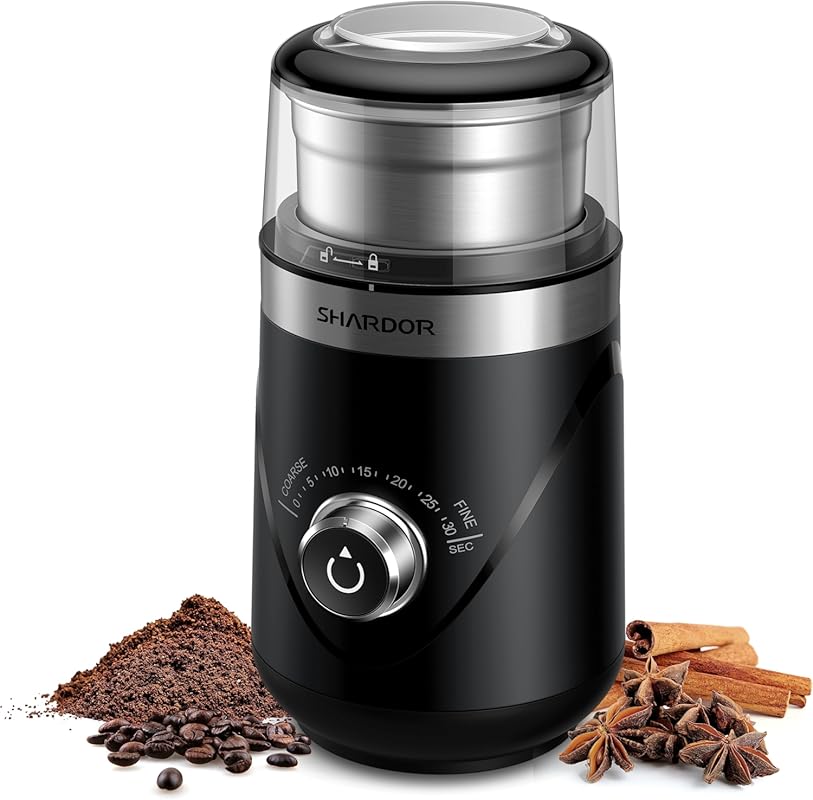 SHARDOR Electric Super Silent Blade Coffee Grinder with Timed Control 