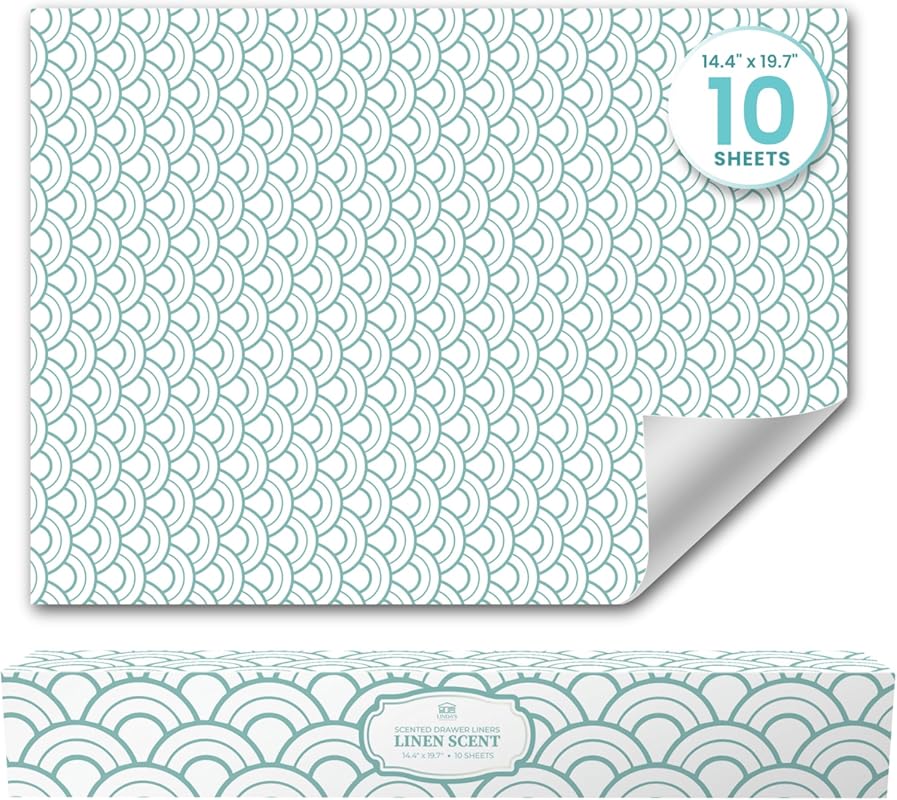 Linda’s Essentials Fresh Linen Scented Drawer Liners, 10 Large Non-Adh