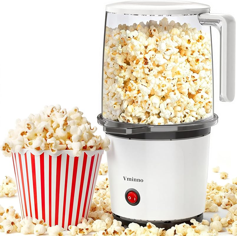 Vminno Quick & Easy Hot Air Popcorn Maker, Oil-Free, 2-Quart with Serv