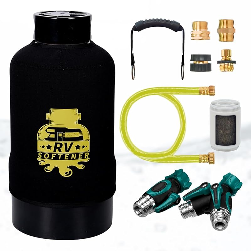 RV Water Softener System 16,000 Grain Capacity with Heavy Metal Filter