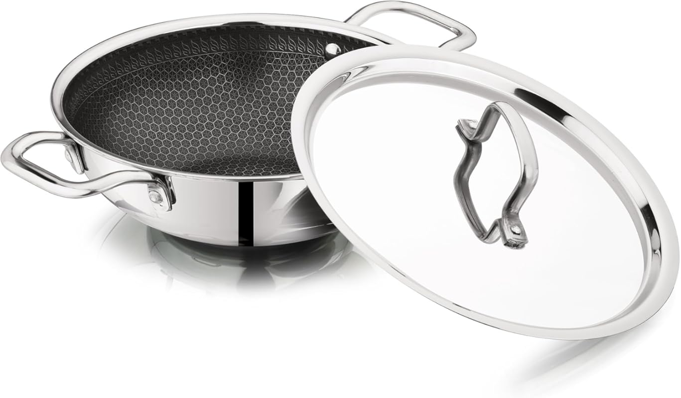 Vinod Nutri-Tech Triply Non-Stick Kadai (26 cm, 3.7 Litres) with Lid, 