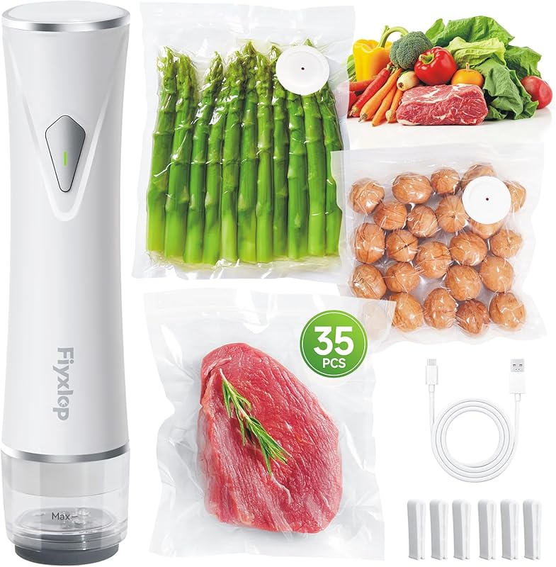 Premium Handheld Vacuum Sealer for Food with 35 Reusable Sous Vide Bag