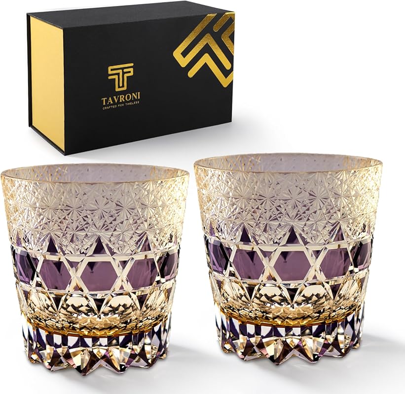 Edo Style Japanese Handmade Crystal Old Fashioned Whiskey Tumbler, 11o