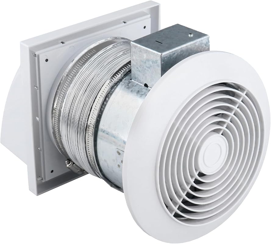 Quini 512M 6-inch Through Wall Exhaust Fan, 80 CFM, 4.0 Sones, Retract