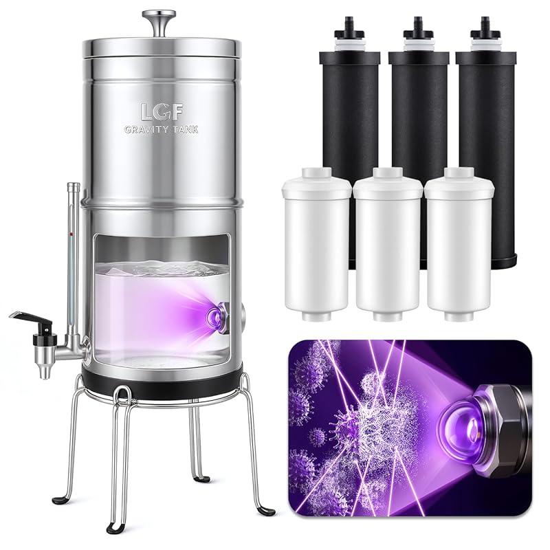 LCF 3Gal Silver Ions Enhanced UV-C Gravity Water Filter, NSF 42 Standa