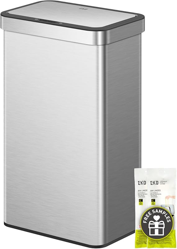 EKO Nova Sensor 21 Gallon Stainless Steel Rectangular Touchless Motion