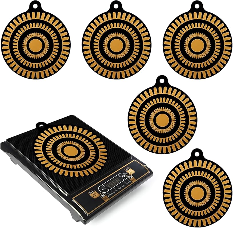 5 Pcs Thermochromic Silicone Induction Cooktop Protector Mats, Heat-Se